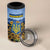 Personalized Ukraine 4 in 1 Can Cooler Tumbler Coat Of Arms On Sunflower Field - Wonder Print Shop