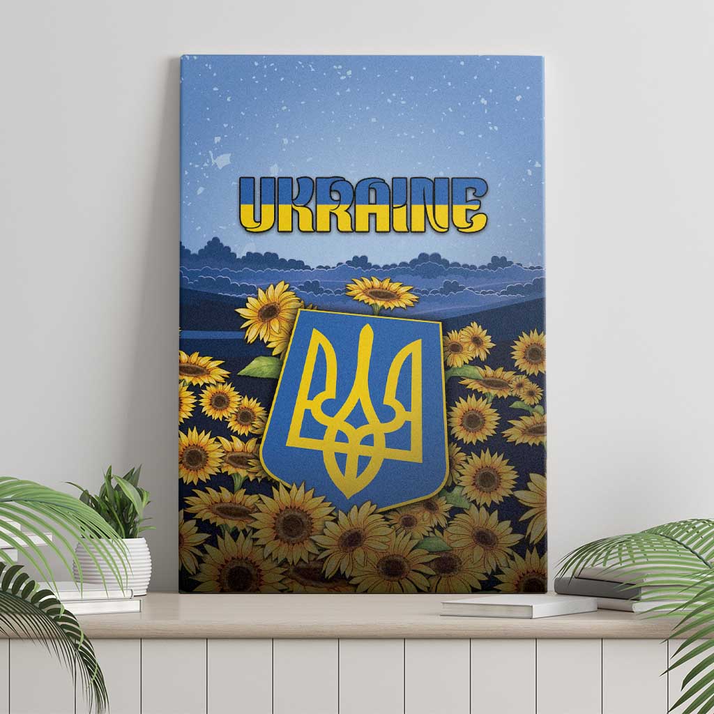 Ukraine Canvas Wall Art Coat Of Arms On Sunflower Field - Wonder Print Shop