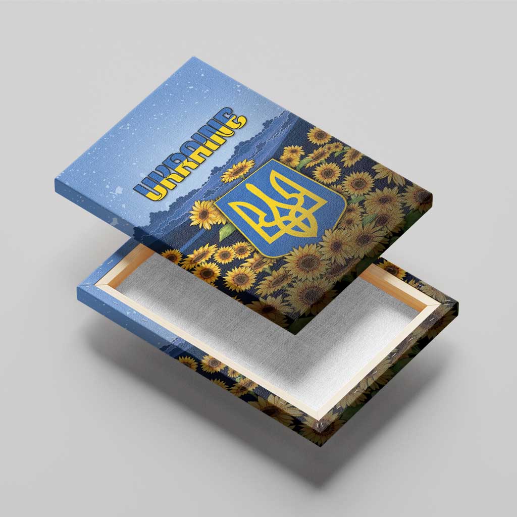 Ukraine Canvas Wall Art Coat Of Arms On Sunflower Field - Wonder Print Shop