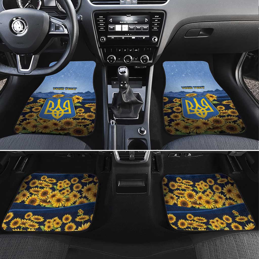 Ukraine Car Mats Coat Of Arms On Sunflower Field - Wonder Print Shop