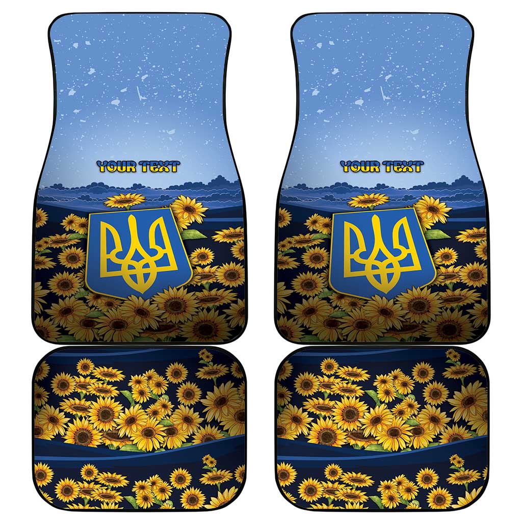 Ukraine Car Mats Coat Of Arms On Sunflower Field - Wonder Print Shop
