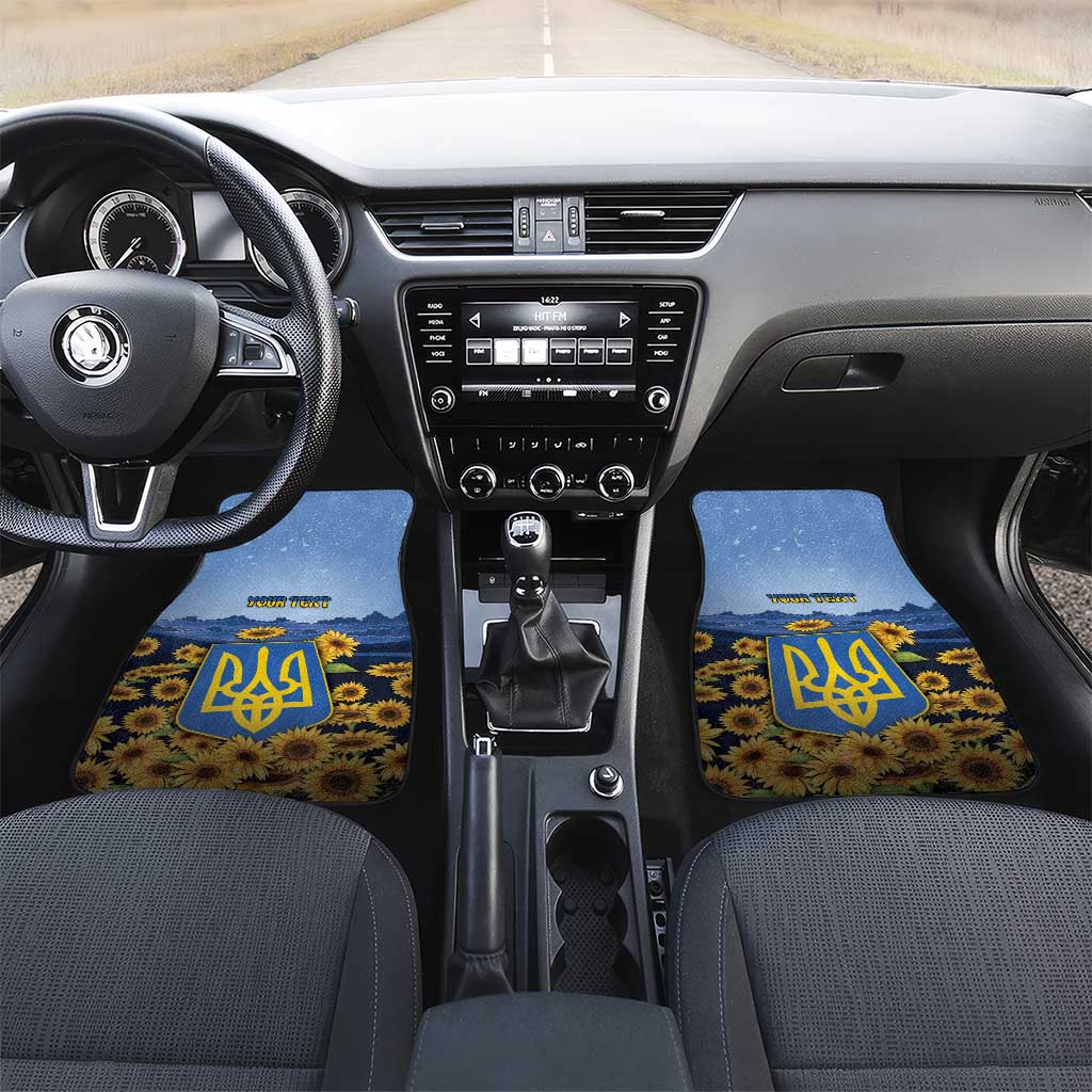 Ukraine Car Mats Coat Of Arms On Sunflower Field - Wonder Print Shop