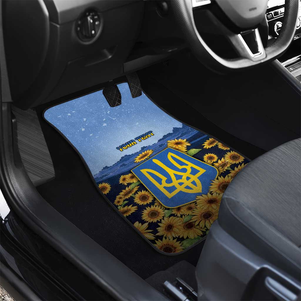Ukraine Car Mats Coat Of Arms On Sunflower Field - Wonder Print Shop