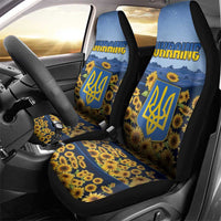 Ukraine Car Seat Cover Coat Of Arms On Sunflower Field - Wonder Print Shop
