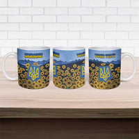 Personalized Ukraine Ceramic Mug Coat Of Arms On Sunflower Field - Wonder Print Shop