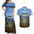 Personalized Ukraine Couples Matching Off Shoulder Maxi Dress and Hawaiian Shirt Coat Of Arms On Sunflower Field - Wonder Print Shop