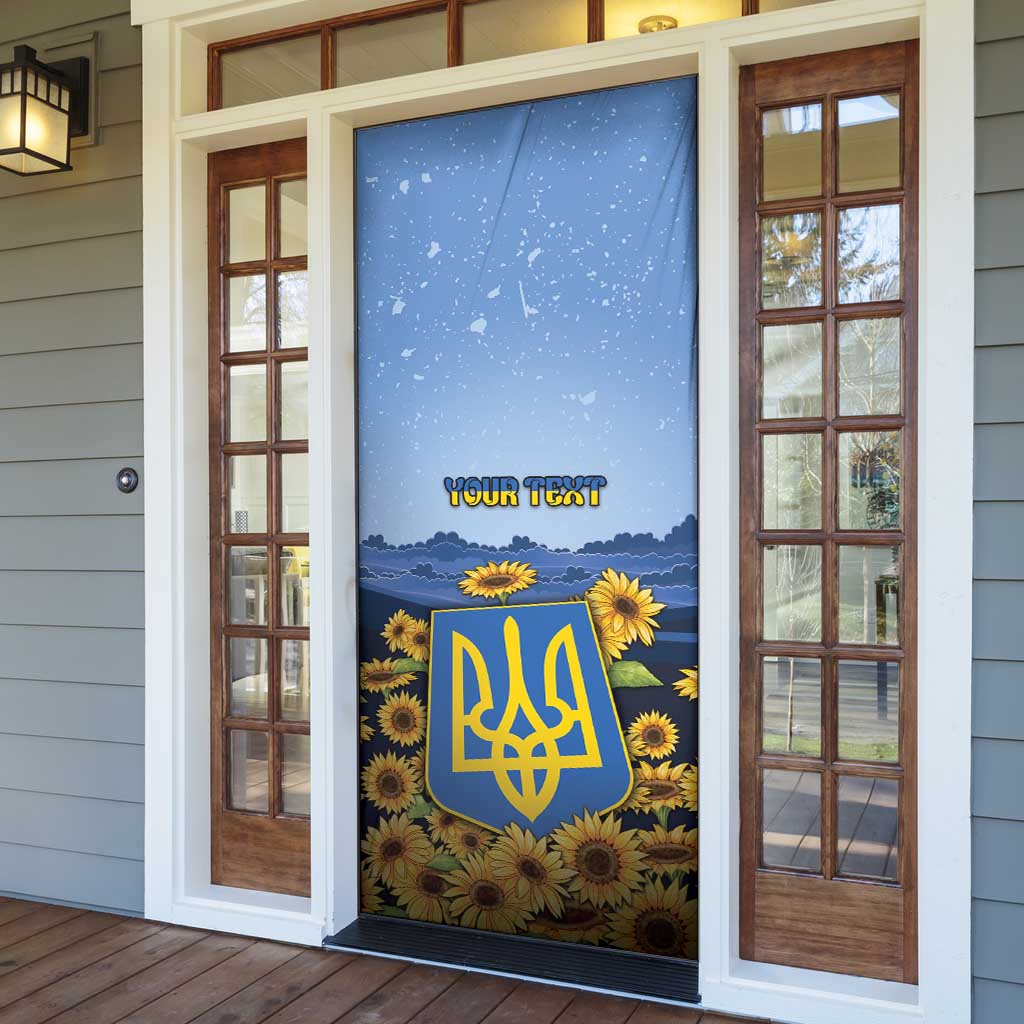 Ukraine Door Cover Coat Of Arms On Sunflower Field - Wonder Print Shop