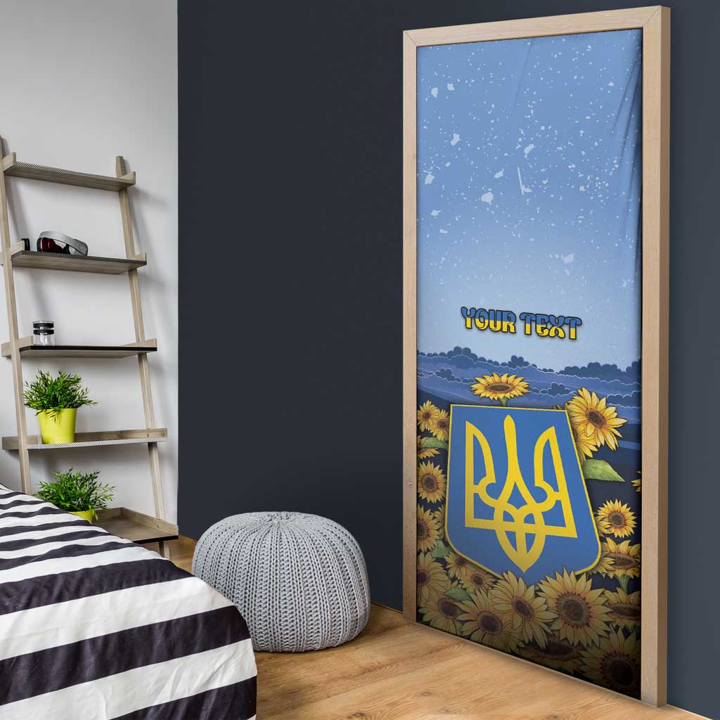 Ukraine Door Cover Coat Of Arms On Sunflower Field - Wonder Print Shop