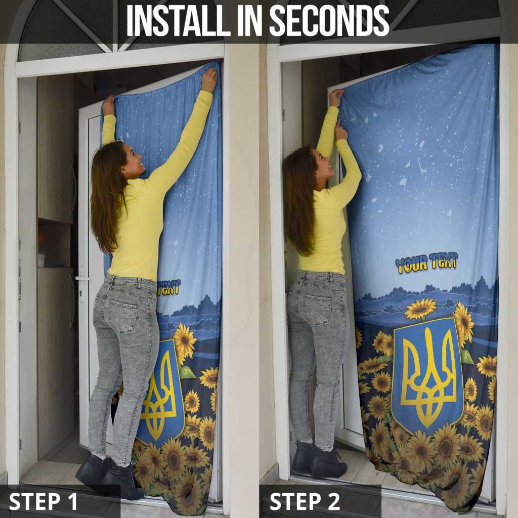 Ukraine Door Cover Coat Of Arms On Sunflower Field - Wonder Print Shop