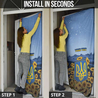 Ukraine Door Cover Coat Of Arms On Sunflower Field - Wonder Print Shop