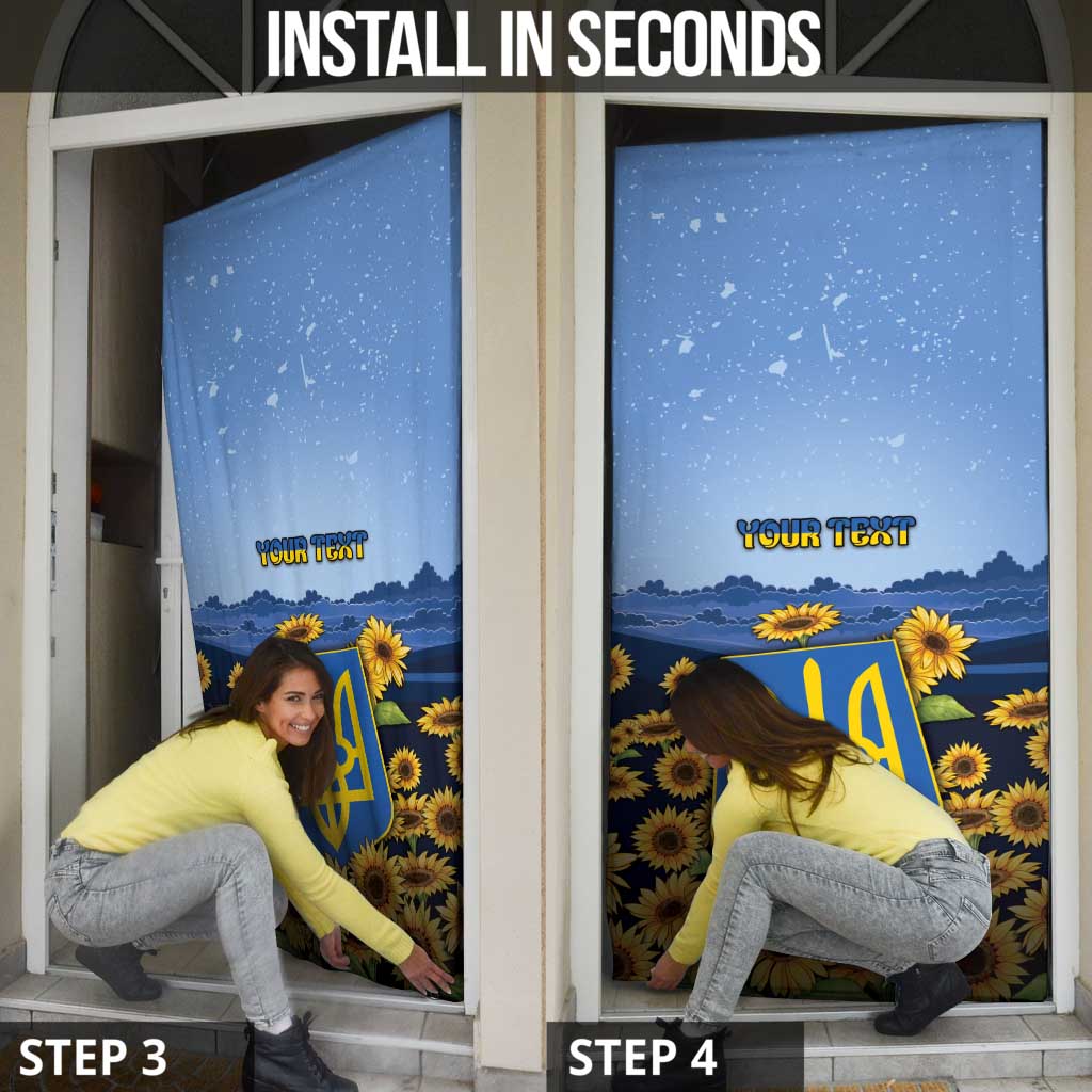 Ukraine Door Cover Coat Of Arms On Sunflower Field - Wonder Print Shop