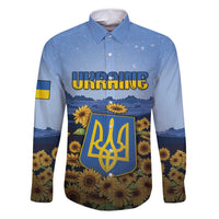 Personalized Ukraine Family Matching Long Sleeve Bodycon Dress and Hawaiian Shirt Coat Of Arms On Sunflower Field - Wonder Print Shop