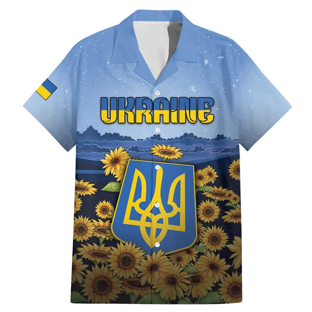 Personalized Ukraine Family Matching Mermaid Dress and Hawaiian Shirt Coat Of Arms On Sunflower Field - Wonder Print Shop