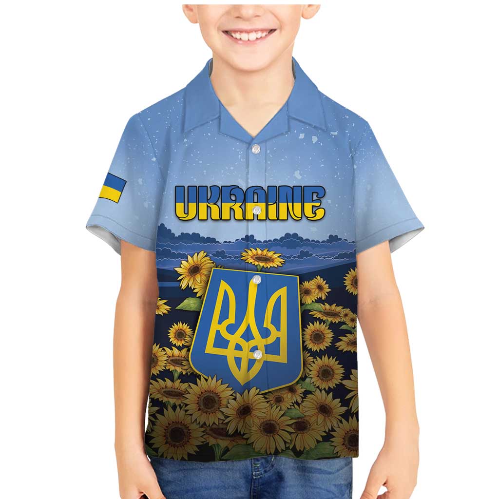 Personalized Ukraine Family Matching Mermaid Dress and Hawaiian Shirt Coat Of Arms On Sunflower Field - Wonder Print Shop