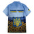 Personalized Ukraine Family Matching Off The Shoulder Long Sleeve Dress and Hawaiian Shirt Coat Of Arms On Sunflower Field - Wonder Print Shop
