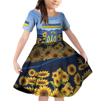 Personalized Ukraine Family Matching Off Shoulder Short Dress and Hawaiian Shirt Coat Of Arms On Sunflower Field - Wonder Print Shop