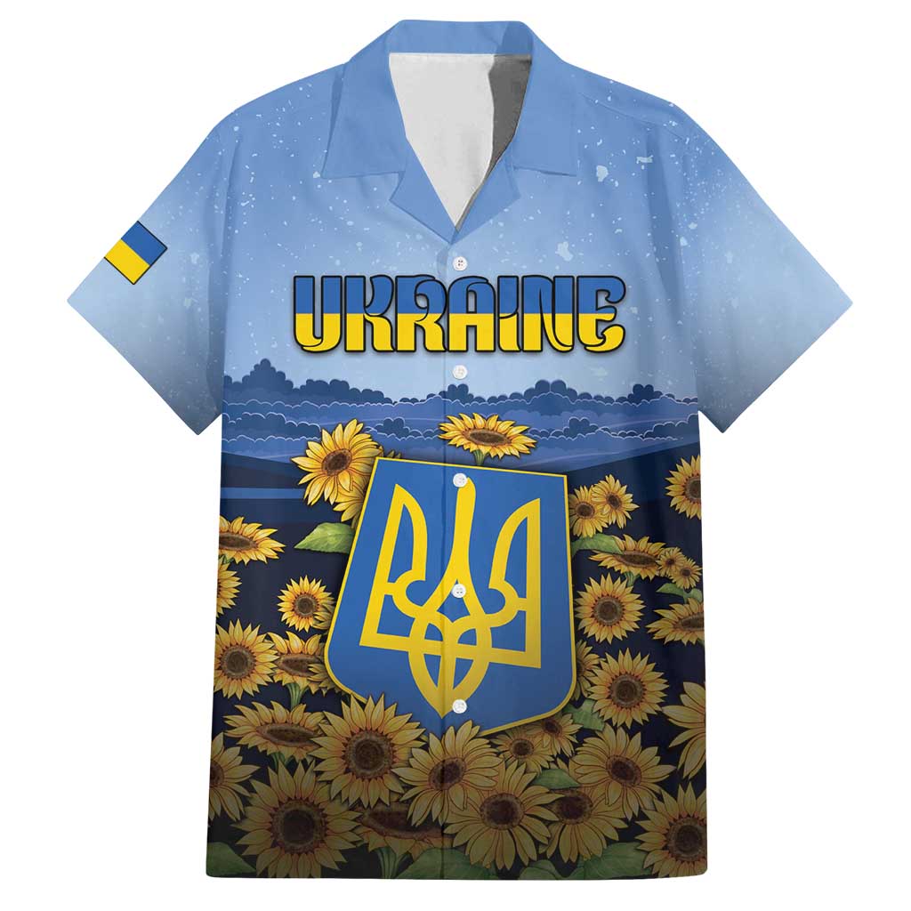 Personalized Ukraine Family Matching Puletasi and Hawaiian Shirt Coat Of Arms On Sunflower Field - Wonder Print Shop