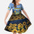 Personalized Ukraine Family Matching Short Sleeve Bodycon Dress and Hawaiian Shirt Coat Of Arms On Sunflower Field - Wonder Print Shop