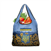 Ukraine Grocery Bag Coat Of Arms On Sunflower Field - Wonder Print Shop
