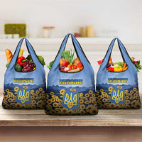 Ukraine Grocery Bag Coat Of Arms On Sunflower Field - Wonder Print Shop