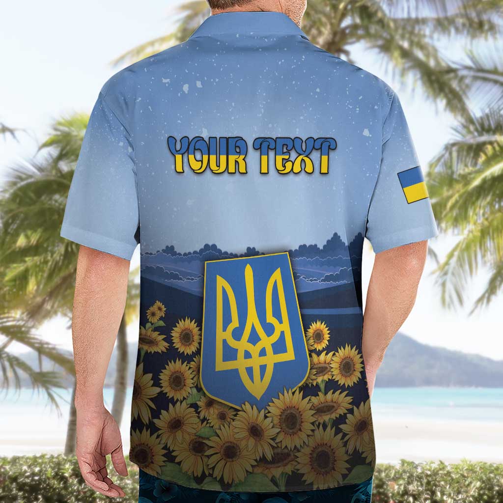 Personalized Ukraine Hawaiian Shirt Coat Of Arms On Sunflower Field - Wonder Print Shop