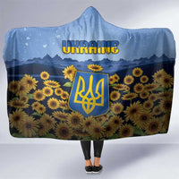 Ukraine Hooded Blanket Coat Of Arms On Sunflower Field - Wonder Print Shop