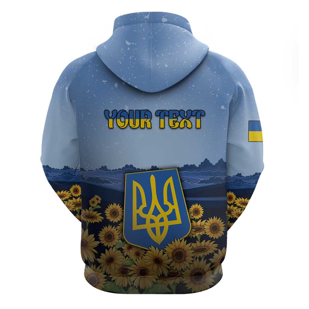 Personalized Ukraine Hoodie Coat Of Arms On Sunflower Field - Wonder Print Shop