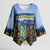 Personalized Ukraine Kimono Sleeve Blouse Coat Of Arms On Sunflower Field - Wonder Print Shop