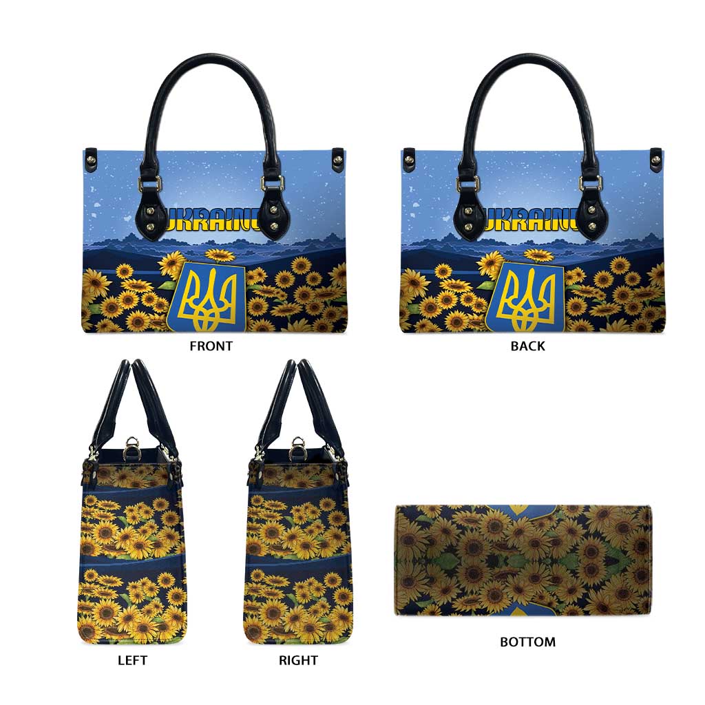 Ukraine Leather Bag Coat Of Arms On Sunflower Field - Wonder Print Shop