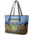 Ukraine Leather Tote Bag Coat Of Arms On Sunflower Field - Wonder Print Shop