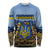 Personalized Ukraine Long Sleeve Shirt Coat Of Arms On Sunflower Field - Wonder Print Shop