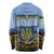 Personalized Ukraine Long Sleeve Shirt Coat Of Arms On Sunflower Field - Wonder Print Shop