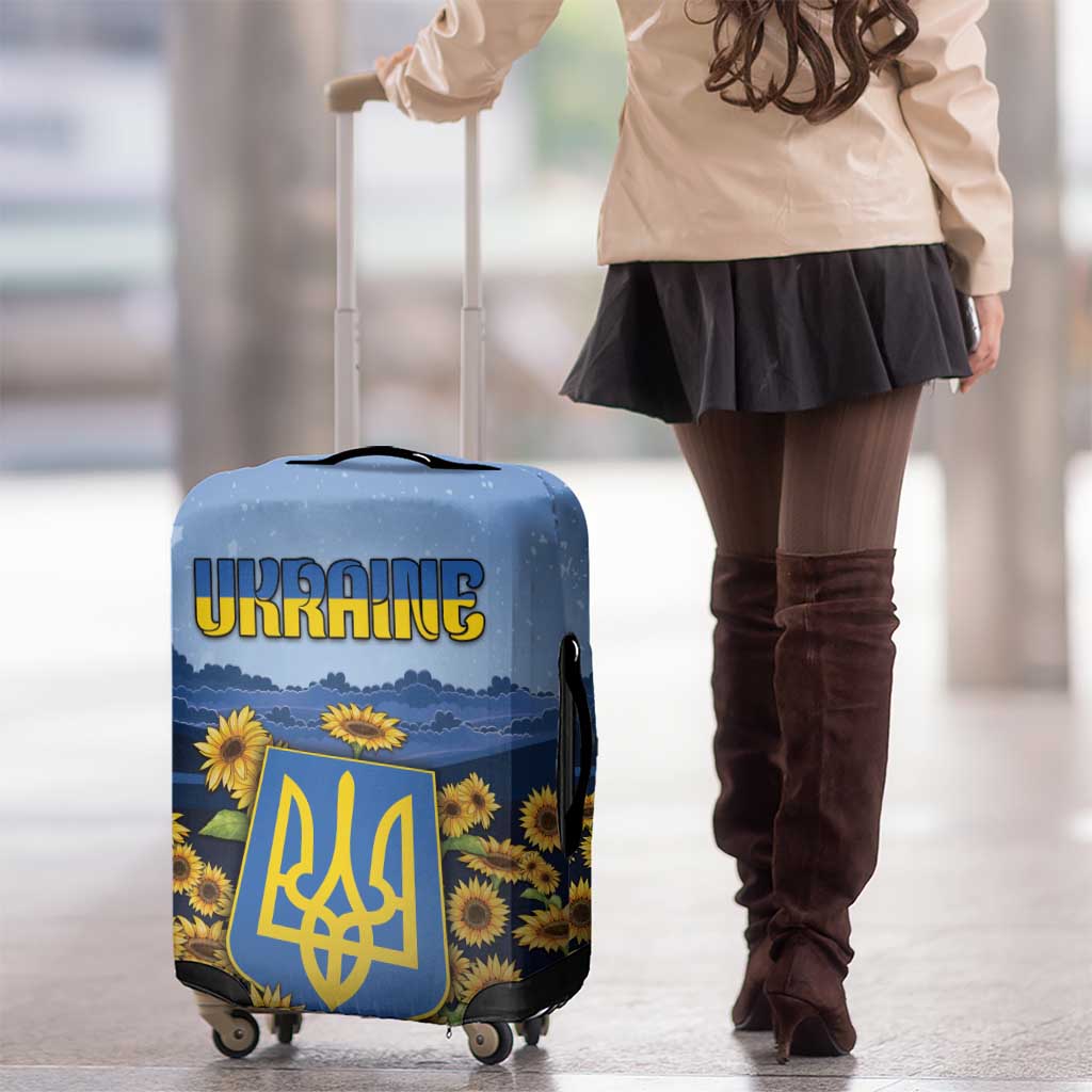 Ukraine Luggage Cover Coat Of Arms On Sunflower Field - Wonder Print Shop