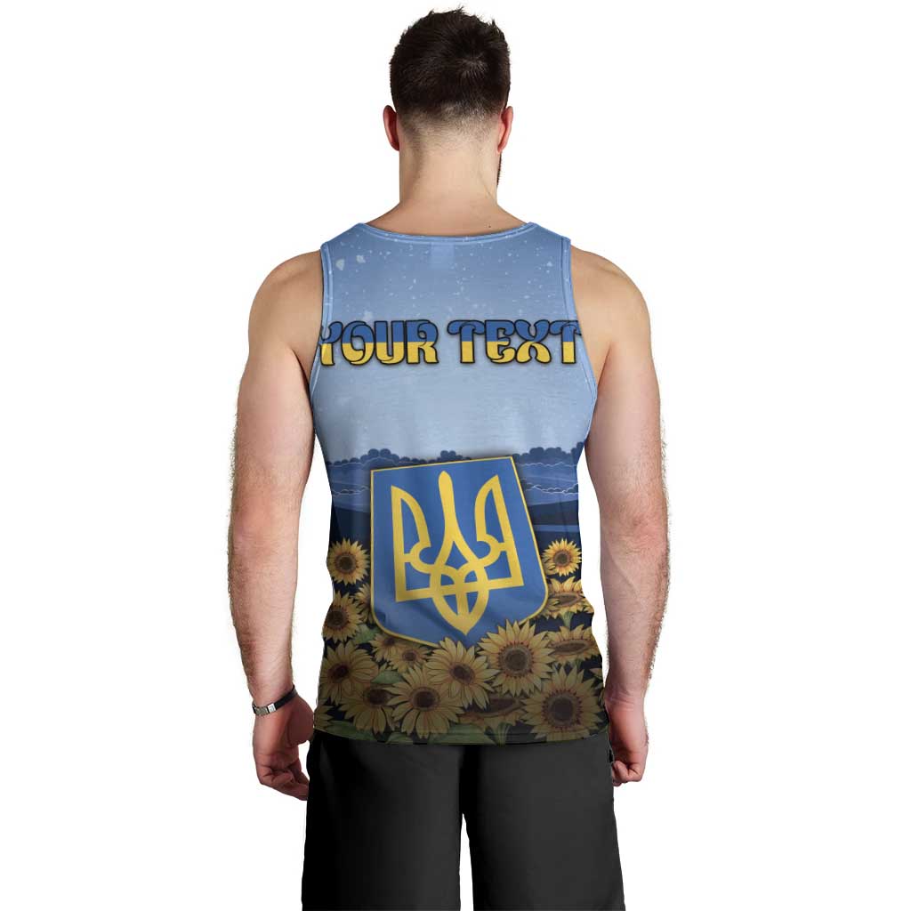 Personalized Ukraine Men Tank Top Coat Of Arms On Sunflower Field - Wonder Print Shop