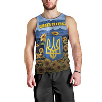 Personalized Ukraine Men Tank Top Coat Of Arms On Sunflower Field - Wonder Print Shop