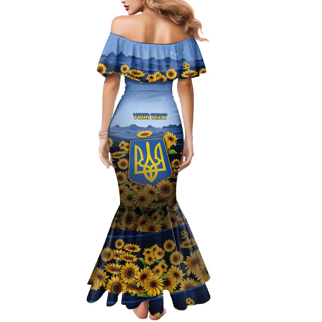 Personalized Ukraine Mermaid Dress Coat Of Arms On Sunflower Field - Wonder Print Shop