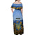 Personalized Ukraine Off Shoulder Maxi Dress Coat Of Arms On Sunflower Field - Wonder Print Shop