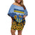 Personalized Ukraine Off Shoulder Short Dress Coat Of Arms On Sunflower Field - Wonder Print Shop