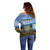 Personalized Ukraine Off Shoulder Sweater Coat Of Arms On Sunflower Field - Wonder Print Shop