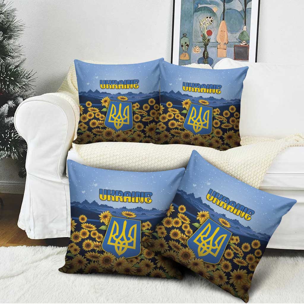 Ukraine Pillow Cover Coat Of Arms On Sunflower Field - Wonder Print Shop