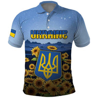 Personalized Ukraine Polo Shirt Coat Of Arms On Sunflower Field - Wonder Print Shop