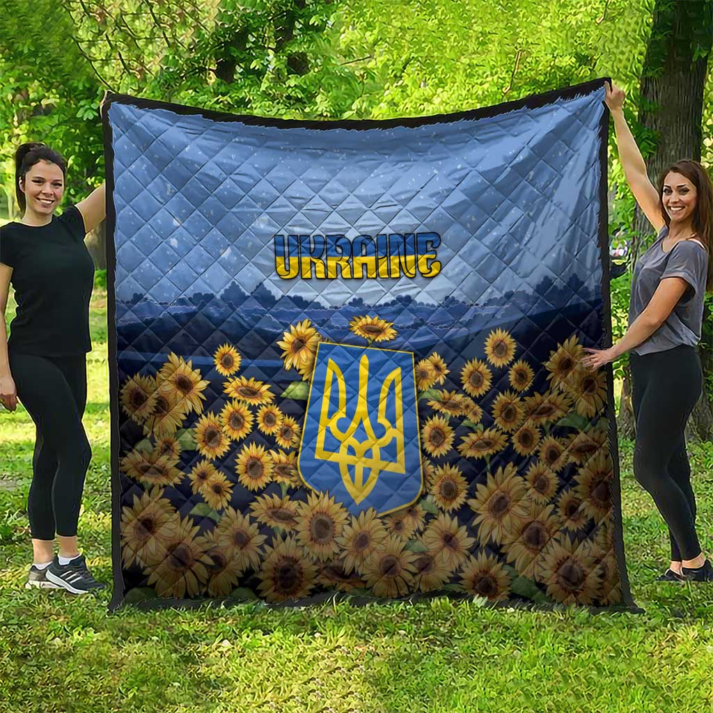 Ukraine Quilt Coat Of Arms On Sunflower Field - Wonder Print Shop