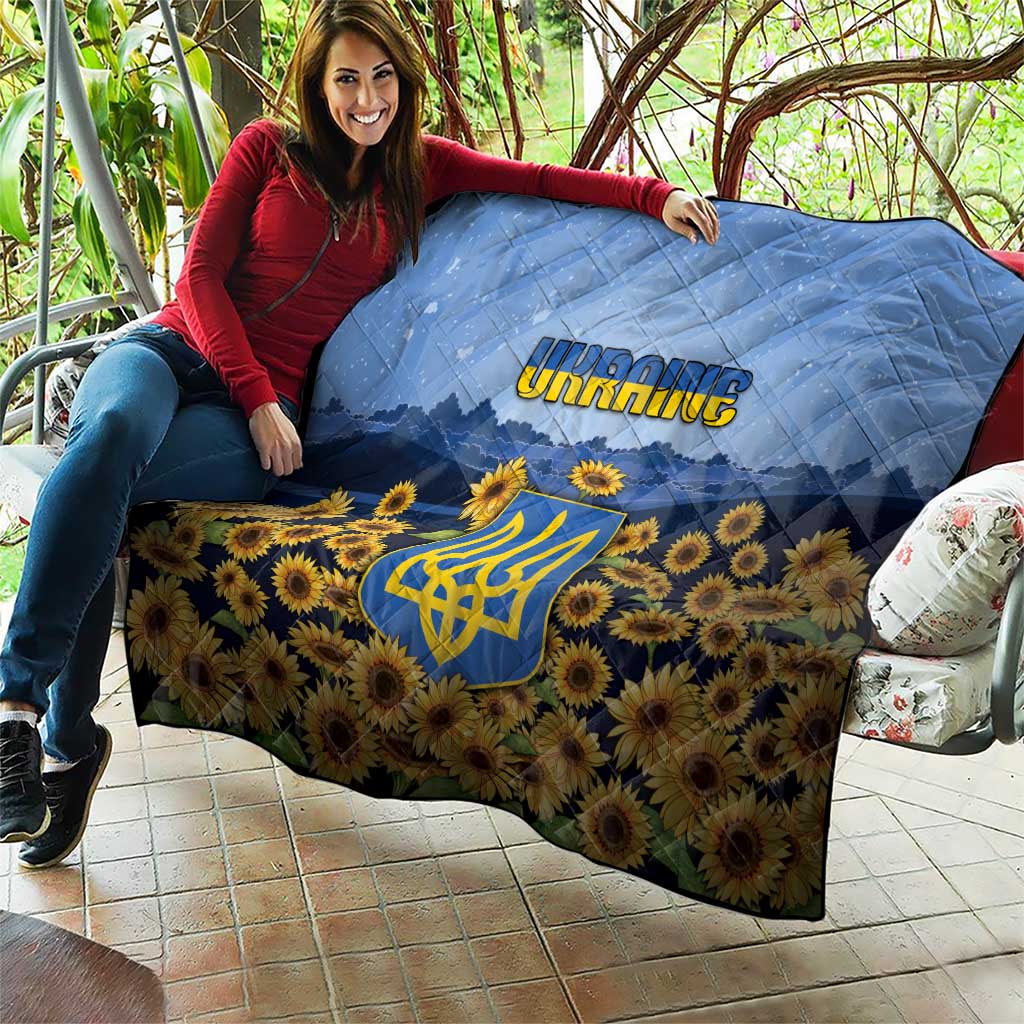 Ukraine Quilt Coat Of Arms On Sunflower Field - Wonder Print Shop