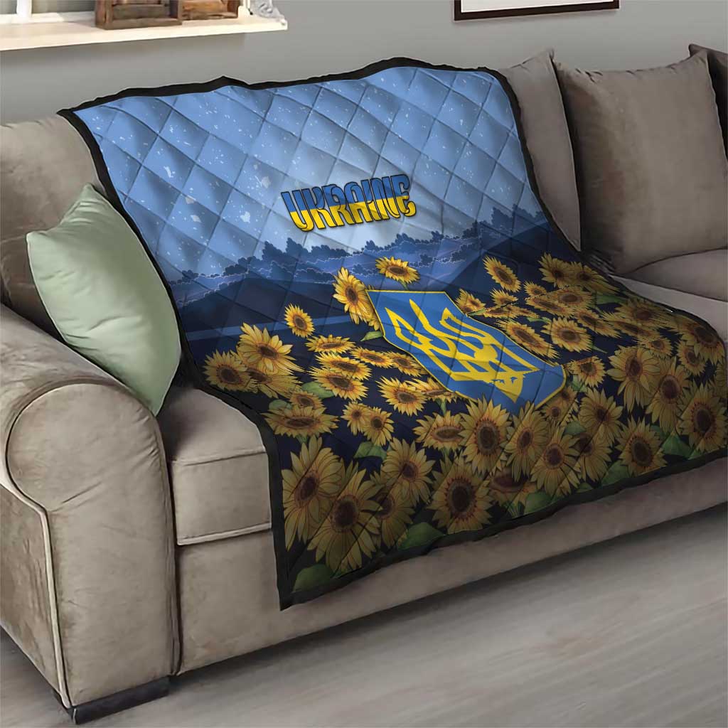 Ukraine Quilt Coat Of Arms On Sunflower Field - Wonder Print Shop