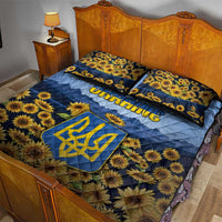 Ukraine Quilt Bed Set Coat Of Arms On Sunflower Field - Wonder Print Shop