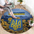 Ukraine Round Carpet Coat Of Arms On Sunflower Field - Wonder Print Shop