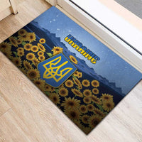 Ukraine Rubber Doormat Coat Of Arms On Sunflower Field - Wonder Print Shop