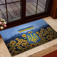 Ukraine Rubber Doormat Coat Of Arms On Sunflower Field - Wonder Print Shop
