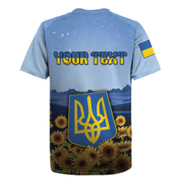Personalized Ukraine Rugby Jersey Coat Of Arms On Sunflower Field - Wonder Print Shop