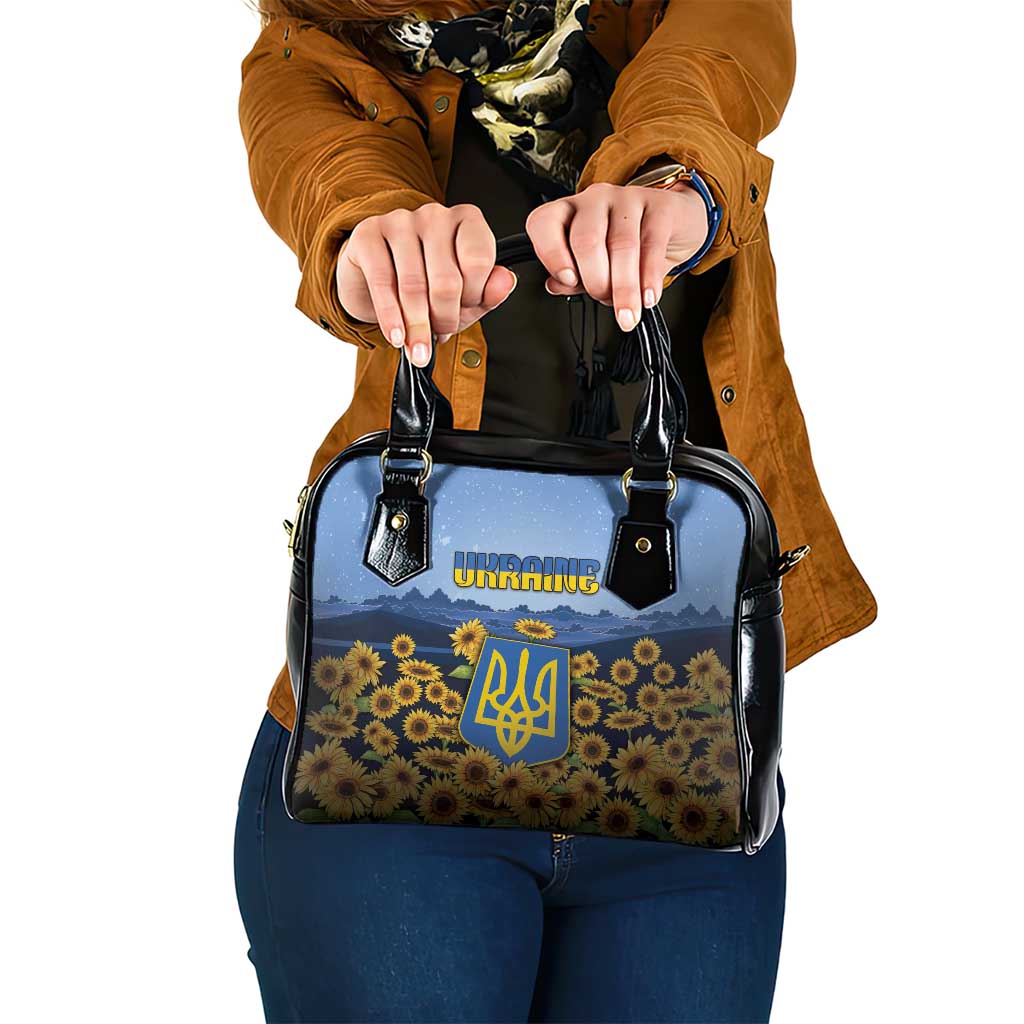 Ukraine Shoulder Handbag Coat Of Arms On Sunflower Field - Wonder Print Shop